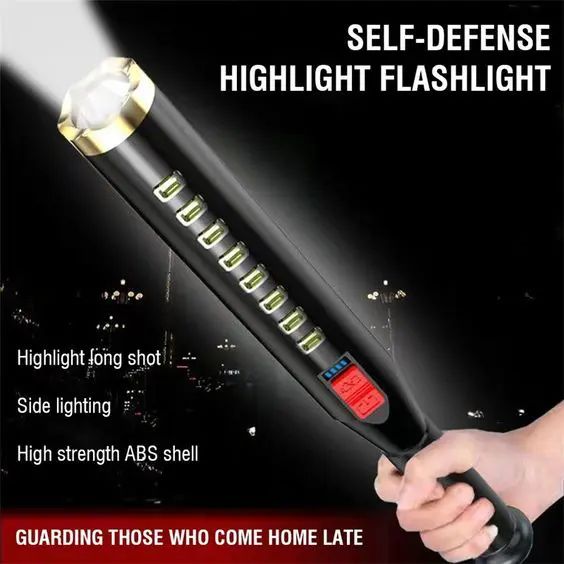 Rechargeable LED Baseball Bat Flashlight – Durable ABS Plastic Body with COB Side Light, USB Charging, Multiple Light Modes & Personal Safety Use | রিচার্জেবল এলইডি ফ্ল্যাশলাইট ডিউরেবল প্লাস্টিক বডি সিওবি লাইট ইউএসবি চার্জিং সেফটি