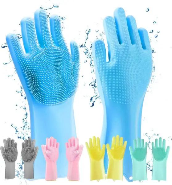 2Pcs Magic Silicone Dish Washing Gloves(2Pcs) | সিলিকন ডিশ ওয়াশিং গ্লাভস পিস