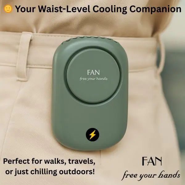 Portable Waist Hanging Fan Mini Neck Fans with Adjustable Bladeless USB Rechargeable Sports Cooling Fan | পোর্টেবল ওয়েস্ট হ্যাঙ্গিং ফ্যান মিনি নেক ইউএসবি রিচার্জেবল স্পোর্টস কুলিং