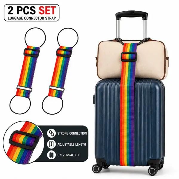 2 Pcs Elastic Adjustable Luggage Strap Carrier Strap Baggage Bungee Luggage Belts Suitcase Belt Travel Security Carry On Straps (2 Pcs) | ইলাস্টিক স্ট্র্যাপ বেল্ট ট্রাভেল সিকিউরিটি পিস