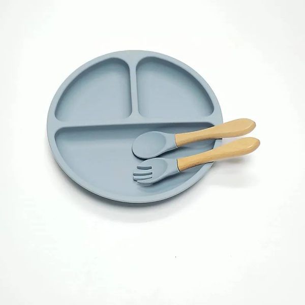 3pcs/Set Silicone Dinner Plate 3 Compartments Reinforced Suction Children’s Silicone Bowl | সিলিকন প্লেট থালা চিলড্রেন শিশু বাটি পিস সেট