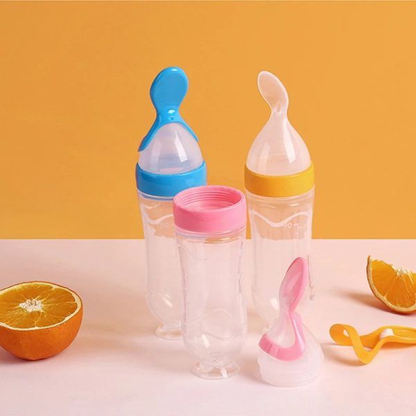 Squeezing Feeding Bottle Silicone Newborn Baby Training Rice Cereal Food Spoon | বোতল সিলিকন বেবি শিশু রাইস চাল ফুড চামচ