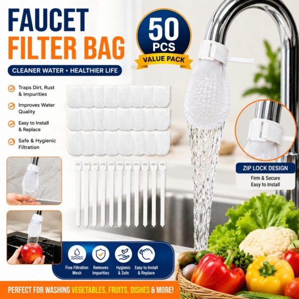 50Pcs Anti-splash Cotton Thickened Filter High-density Universal Faucet Filter (with 10pcs T-strap) | ফিল্টার ইউনিভার্সাল ফসেট পিস