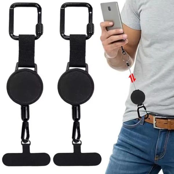 Retractable Anti-Theft Phone Tether – Steel Cable Mobile Safety Lanyard with Belt Clip & Carabiner | রিট্র্যাক্টেবল ফোন মোবাইল স্টিল কেবল সেফটি বেল্ট ক্লিপ