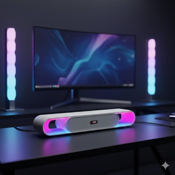 ZHY-R66 Bluetooth Soundbar 14W – 2.0 Channel Speaker with LED Lights & Multi-Connectivity for TV, PC & Mobile | ব্লুটুথ স্পিকার এলইডি লাইট মোবাইল পিস