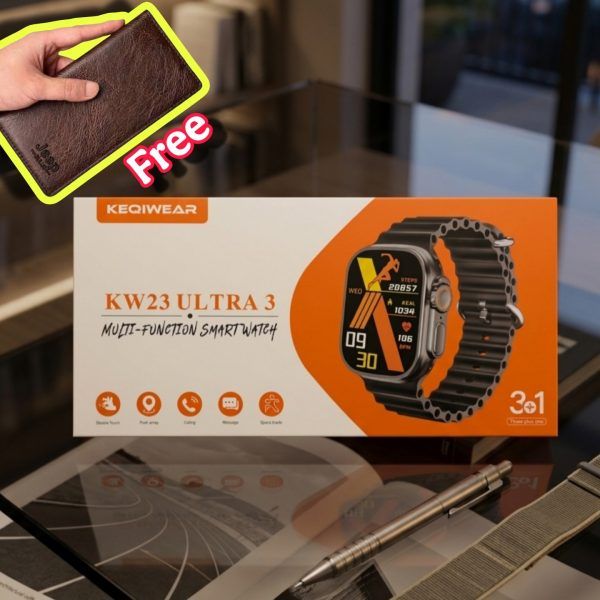 KW23 Ultra3 Smartwatch with 3 Straps (Free Long Premium wallet) | আলট্রা স্মার্টওয়াচ স্ট্র্যাপ মানিব্যাগ