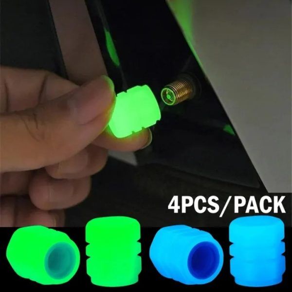 4Pcs Luminous Valve Caps – Night Glowing Tyre Caps for Car, Motorcycle & Bicycle | ভালভ নাইট রাত পিস