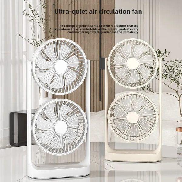 Double-Head High Wind Air Circulation Desktop Fan Portable Double-Layer Cooling Fan | এয়ার ফ্যান পোর্টেবল কুলিং