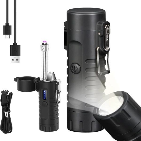 Waterproof Electrical Double Arc Lighter USB Rechargeable Portable Survival Tools | ওয়াটারপ্রুফ ইউএসবি রিচার্জেবল পোর্টেবল টুল