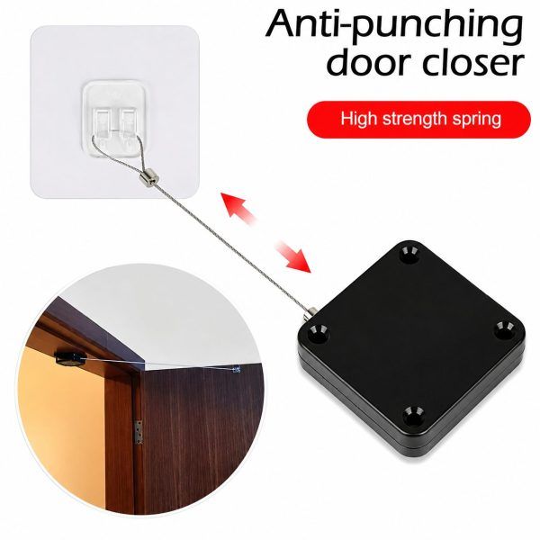 Punch-Free Automatic Sensor Door Closer – No-Drill Adjustable Door Closing System with Drawstring for Home, Office & Interior Doors | অটোমেটিক সেন্সর ডোর দরজা হোম অফিস
