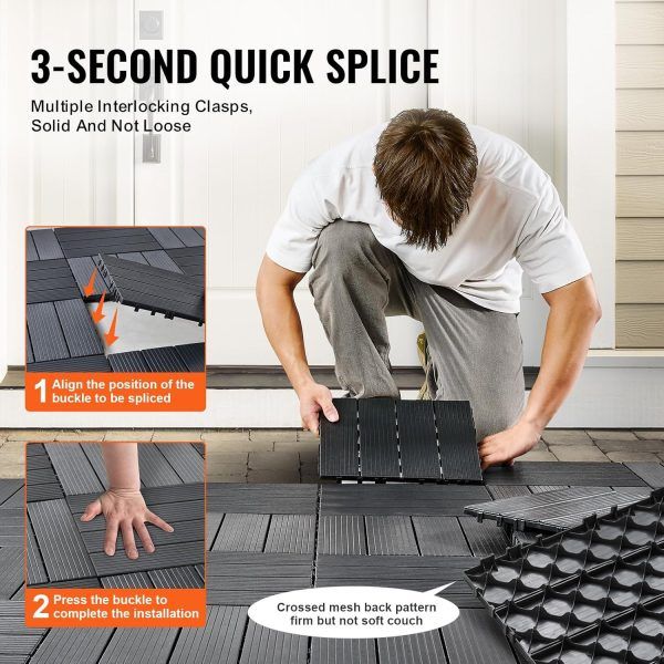 6 Pcs Heavy Duty Interlocking Plastic Deck Floor Tiles 12×12 Inch – Waterproof, Anti-Slip, UV & Weather Resistant Modular Flooring for Balcony, Garden, Patio, Porch, Rooftop, Backyard & Indoor Outdoor Use (6Pcs) | প্লাস্টিক ফ্লোর ওয়াটারপ্রুফ