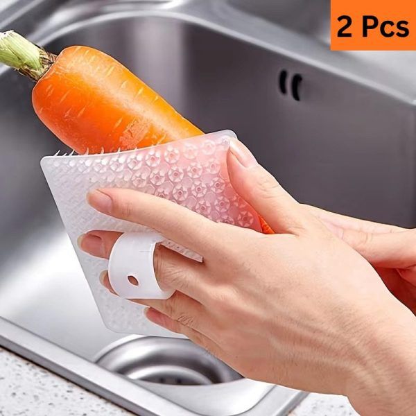 2 PCS Multi-Purpose Fruit & Vegetable Cleaning Brush – Reusable Soft Bristle Kitchen Scrubber for Fruits, Vegetables, Pots & Sink Cleaning (2 Pcs) | মাল্টিপারপাস ফ্রুট ফল ভেজিটেবল সবজি ক্লিনিং ব্রাশ কিচেন রান্নাঘর স্ক্রাবার সিঙ্ক পিস