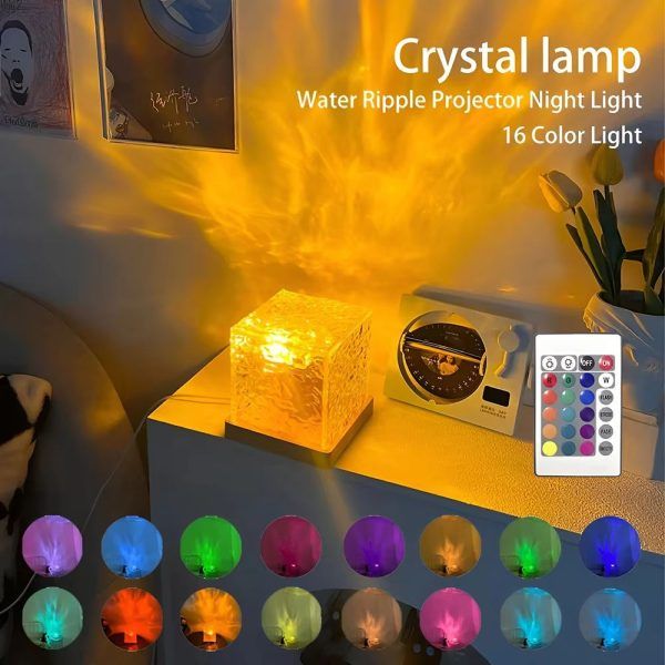 16 Color Ocean Wave Projector Light – Northern Lights Aurora Ripple LED Lamp with Remote Control for Bedroom, Bathroom & Home Decor | প্রজেক্টর লাইট এলইডি ল্যাম্প রিমোট বেডরুম বাথরুম হোম