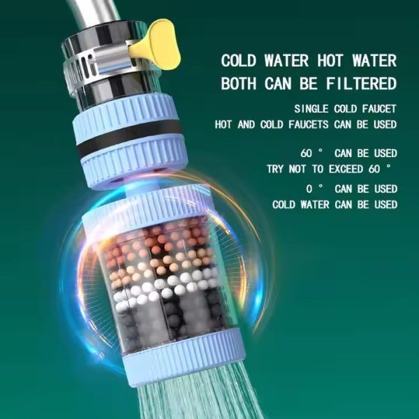 360° Rotation Kitchen Faucet Water Filter – 6 Layer Carbon Filtration Tap Purifier, Removable & Washable Splash-Proof Water Saver for Sink & Bathroom Use | কিচেন রান্নাঘর ফসেট ওয়াটার পানি ফিল্টার ট্যাপ পিউরিফায়ার সিঙ্ক বাথরুম