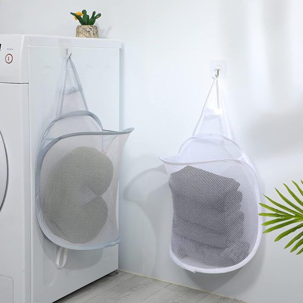 Space Saving Foldable Hanging Laundry Basket – Breathable Mesh Wall Storage Bag for Dirty Clothes | ফোল্ডেবল হ্যাঙ্গিং লন্ড্রি ঝুড়ি ওয়াল স্টোরেজ ব্যাগ কাপড়