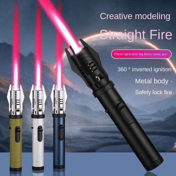 Powerful Windproof Jet Flame Torch Lighter – Adjustable Flame with Safety Lock & Refillable Butane Long Pen Mini Torch Lighter for BBQ, Cigarette, Kitchen, Camping & Outdoor Use | উইন্ডপ্রুফ টর্চ সেফটি লক তালা পেন কলম মিনি কিচেন রান্নাঘর ক্যাম্পিং
