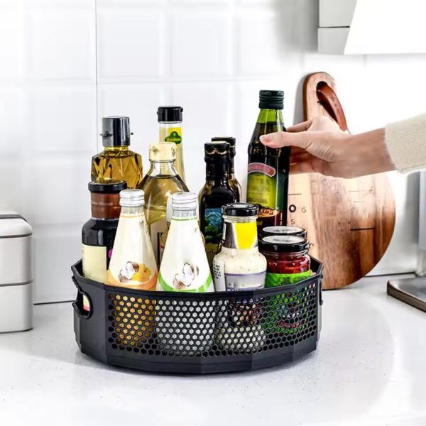 360° Rotating Countertop Storage Box – Large-Capacity Seasoning Organizer with Handle | রোটেটিং স্টোরেজ বক্স বাক্স অর্গানাইজার