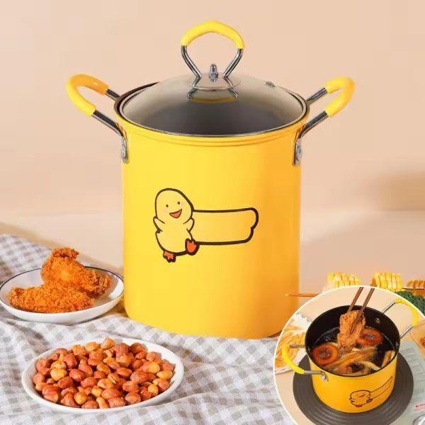 2L Stainless Steel Deep Fryer Pot with Basket – Oil Filter Design for Fries, Chicken, Shrimp & Snacks | স্টেইনলেস স্টিল পট ঝুড়ি অয়েল তেল ফিল্টার