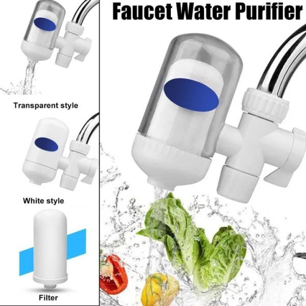 Faucet Water Filter with Washable Ceramic Filter Cartridge Tap Water Purifier For Household Kitchen Faucet Percolator | ফসেট ওয়াটার পানি ফিল্টার ট্যাপ পিউরিফায়ার হাউসহোল্ড সংসার কিচেন রান্নাঘর