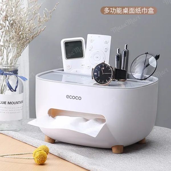 ECOCO Cute Large Storage Napkin Holder Multi-functional Car Tissue Box Light Luxury Storage Box Desktop | স্টোরেজ হোল্ডার মাল্টিফাংশনাল বক্স বাক্স লাইট