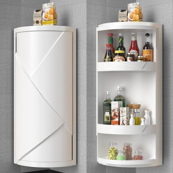 SB 360° Rotating Corner Shelf – Multi-Functional Wall-Mounted Storage Rack with Waterproof Cover | রোটেটিং কর্নার শেলফ মাল্টিফাংশনাল স্টোরেজ র্যাক ওয়াটারপ্রুফ