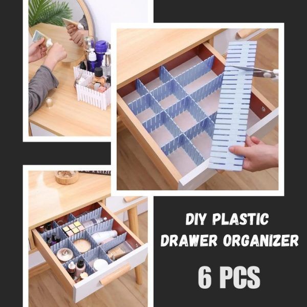 Adjustable Plastic Grid Drawer Organizer Multi-Purpose Drawer Storage Divider Adjustable Cabinet Storage Divider (6pcs) | প্লাস্টিক ড্রয়ার অর্গানাইজার মাল্টিপারপাস স্টোরেজ ক্যাবিনেট পিস