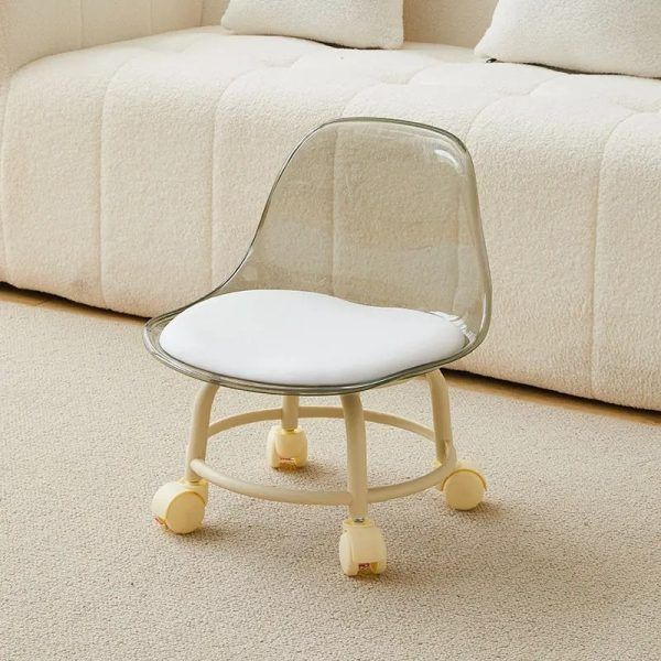 Acrylic stool with backrest 360 rotating universal wheel children’s toddler stool | স্টুল রোটেটিং ইউনিভার্সাল হুইল চিলড্রেন শিশু