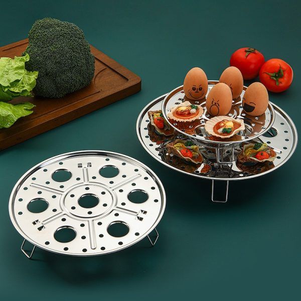 Round Stainless Steel Steamer with Water Separation Design for Cooking Steamed Foods, Detachable Egg Steaming Rack | স্টেইনলেস স্টিল ওয়াটার পানি কুকিং এগ ডিম র্যাক