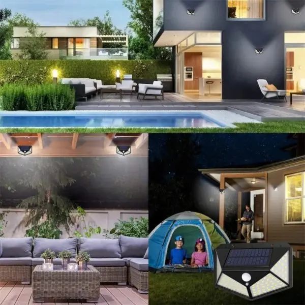 100 LED Solar Motion Sensor Wall Light – 4-Sided Wide Angle Outdoor Security Light, IP65 Waterproof, Auto On/Off for Garden, Gate, Patio &amp; Garage | এলইডি সোলার মোশন সেন্সর ওয়াল লাইট আউটডোর সিকিউরিটি ওয়াটারপ্রুফ গার্ডেন Specification 4
