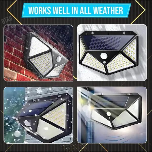 100 LED Solar Motion Sensor Wall Light – 4-Sided Wide Angle Outdoor Security Light, IP65 Waterproof, Auto On/Off for Garden, Gate, Patio &amp; Garage | এলইডি সোলার মোশন সেন্সর ওয়াল লাইট আউটডোর সিকিউরিটি ওয়াটারপ্রুফ গার্ডেন Specification 5