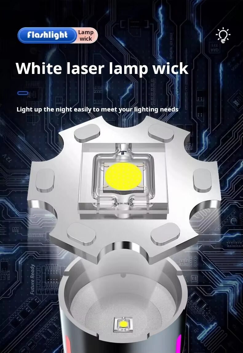 High Power White Laser LED Flashlight with Luminous Strips 3000 Meter Long-Range TYPE-C Rechargeable Zoomable Camping Lamp | পাওয়ার এলইডি ফ্ল্যাশলাইট রিচার্জেবল ক্যাম্পিং ল্যাম্প Specification 7