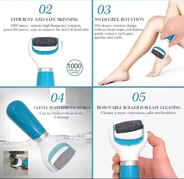 Rechargeable Pedicure Machine – Foot &amp; Heel Care Device with 2 Roller Heads for Smooth, Soft Feet | রিচার্জেবল মেশিন ফুট পা কেয়ার ডিভাইস রোলার Specification 1