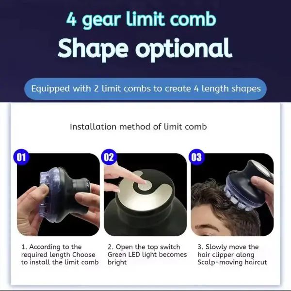 Hot New Wireless Round Hair Clipper – LED Trimmer with Adjustable 3–12mm Length for Men, Kids &amp; Home Use | ওয়্যারলেস হেয়ার চুল ক্লিপার এলইডি ট্রিমার কিডস শিশু হোম Specification 3