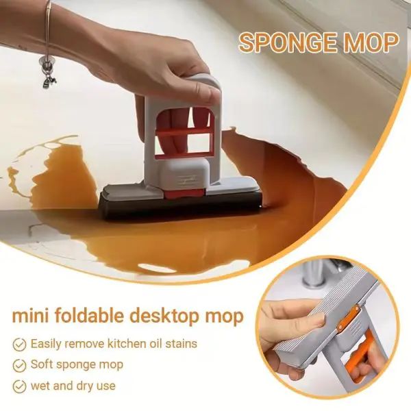 Mini Foldable Desktop Mop – Self-Squeeze Sponge Cleaning Mop for Wet &amp; Dry Use, Portable Handheld Cleaner for Kitchen, Bathroom, Glass, Windows, Mirrors &amp; Small Spaces | মিনি ফোল্ডেবল মপ স্পঞ্জ ক্লিনিং পোর্টেবল ক্লিনার কিচেন রান্নাঘর বাথরুম গ্লাস Specification 14