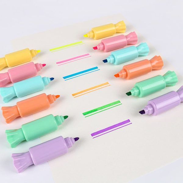 6 Pcs Mini Cute Candy Shape Dual Tip Highlighter Pens – Fluorescent Water-Based Ink Markers with Fruit Scent for Students, Kids, Study &amp; Drawing (6 Pcs) | মিনি ফ্রুট ফল কিডস শিশু স্টাডি ড্রয়িং পিস Specification 2