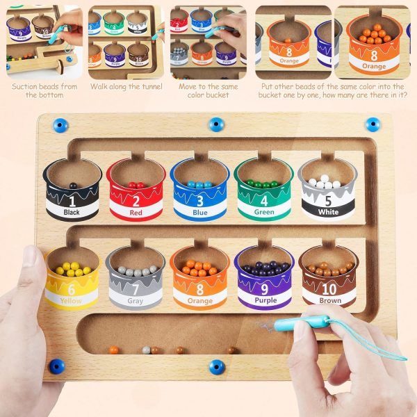 Magnetic counting maze with magnetic pen puzzle magnetic color beads maze fun counting matching game toddler gift | ম্যাগনেটিক পেন কলম পাজল গেম গিফট উপহার Specification 3