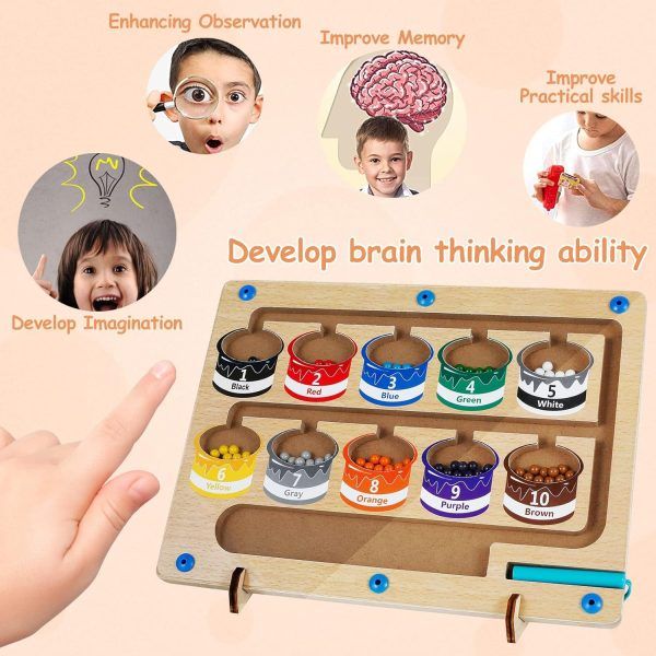 Magnetic counting maze with magnetic pen puzzle magnetic color beads maze fun counting matching game toddler gift | ম্যাগনেটিক পেন কলম পাজল গেম গিফট উপহার Specification 4