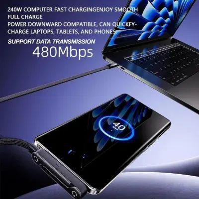 240W Fast Charging Cable 2-in-1 with Phone Holder – Sideways Stand Charger (Type-C to Type-C) for Gaming, Streaming &amp; Video Use | ফাস্ট চার্জিং কেবল ফোন মোবাইল হোল্ডার স্ট্যান্ড চার্জার Specification 4
