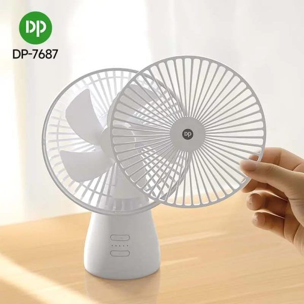 DP-7687 Rechargeable Rotatable Mini Desk Fan – 2-in-1 Hanging &amp; Table Fan, Brushless Motor Auto-Oscillating Cooling Fan | রিচার্জেবল রোটেটেবল মিনি ডেস্ক ফ্যান হ্যাঙ্গিং টেবিল মোটর কুলিং Specification 3