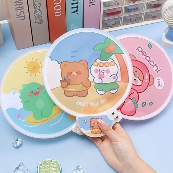 Cartoon Folding Mini Hand Fan – Small Portable Round Foldable Cute Handheld Fan for Women &amp; Children, Pocket-Sized Summer Travel Fan | ফোল্ডিং মিনি হ্যান্ড হাত ফ্যান পোর্টেবল ফোল্ডেবল চিলড্রেন শিশু সামার গ্রীষ্ম ট্রাভেল Specification 4