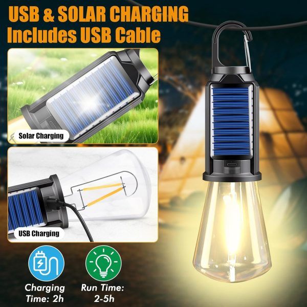 Solar rechargeable camping light, Hookup wire-free, New vintage tungsten, Three light modes, three styles | সোলার রিচার্জেবল ক্যাম্পিং লাইট Specification 1