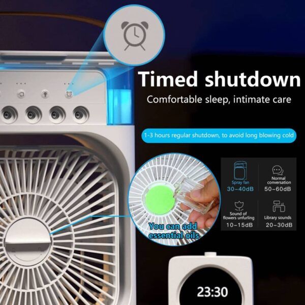 Portable USB Air Cooler Fan with Dream Light and Humidifier | পোর্টেবল ইউএসবি এয়ার কুলার ফ্যান লাইট হিউমিডিফায়ার Specification 2
