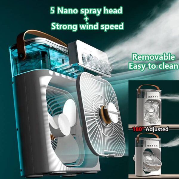 Portable USB Air Cooler Fan with Dream Light and Humidifier | পোর্টেবল ইউএসবি এয়ার কুলার ফ্যান লাইট হিউমিডিফায়ার Specification 3