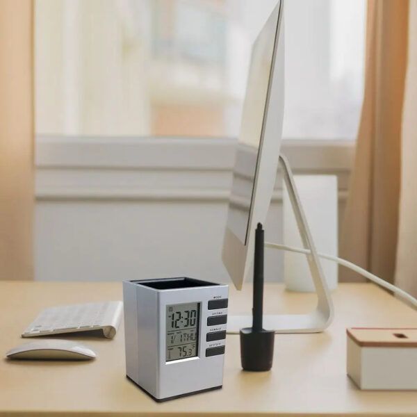 Pen Holder with Digital Watch – Silver | পেন কলম হোল্ডার ডিজিটাল ওয়াচ ঘড়ি সিলভার রুপা Specification 2