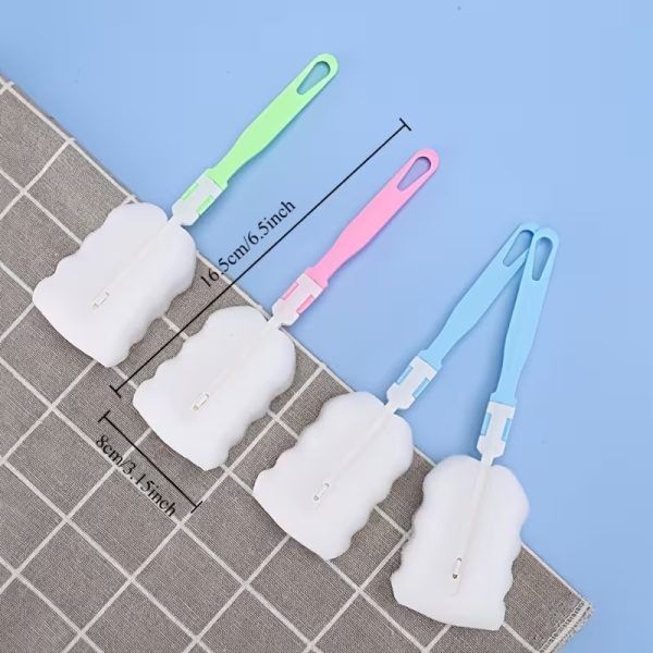 3 Pcs Long Handle Multi-Functional Sponge Bottle Cleaning Brush Set – Replaceable Soft Sponge Heads for Baby Bottles, Water Bottles, Thermos, Mugs, Glassware &amp; Kitchen Cleaning (3 Pcs) | মাল্টিফাংশনাল স্পঞ্জ বোতল ক্লিনিং ব্রাশ বেবি শিশু ওয়াটার পানি Specification 4