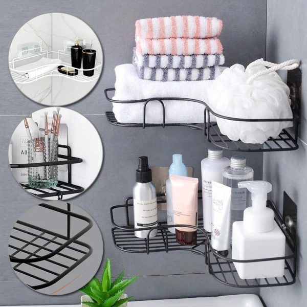 1 Pcs Stainless Steel Bathroom Corner Shelf – Wall Mounted Rustproof Storage Rack for Shower &amp; Kitchen | স্টেইনলেস স্টিল বাথরুম কর্নার শেলফ ওয়াল মাউন্টেড স্টোরেজ র্যাক শাওয়ার কিচেন রান্নাঘর Specification 1