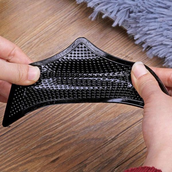 4 Pcs Triangle Carpet Non-Slip Stickers – Reusable Anti-Skid Rug Grippers, Double-Sided Carpet Fixing Pads for Tile, Wood &amp; Smooth Floors | কার্পেট স্টিকার উড পিস Specification 4