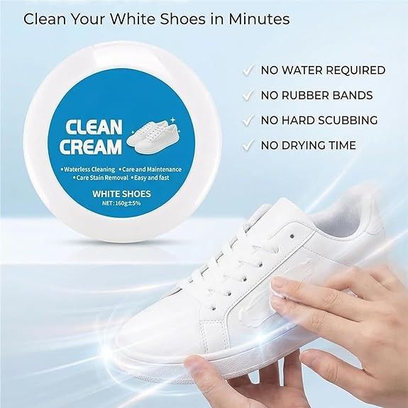 Waterless White Shoe Cleaning Cream with Sponge – Waterless Sneaker Cleaner, No Rinse Stain Remover Paste for Canvas, Rubber Sole &amp; Sports Shoes (Reusable Cleaning Solution) | শু জুতা ক্লিনিং ক্রিম স্পঞ্জ ক্লিনার রিমুভার রাবার স্পোর্টস Specification 1
