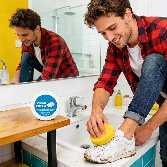 Waterless White Shoe Cleaning Cream with Sponge – Waterless Sneaker Cleaner, No Rinse Stain Remover Paste for Canvas, Rubber Sole &amp; Sports Shoes (Reusable Cleaning Solution) | শু জুতা ক্লিনিং ক্রিম স্পঞ্জ ক্লিনার রিমুভার রাবার স্পোর্টস Specification 2
