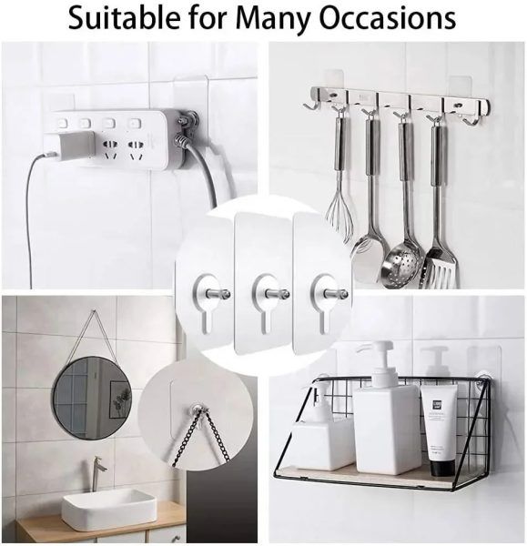 10 Pcs Set Super Strong Adhesive Wall Hooks | স্ট্রং অ্যাডহেসিভ ওয়াল হুক পিস সেট Specification 1